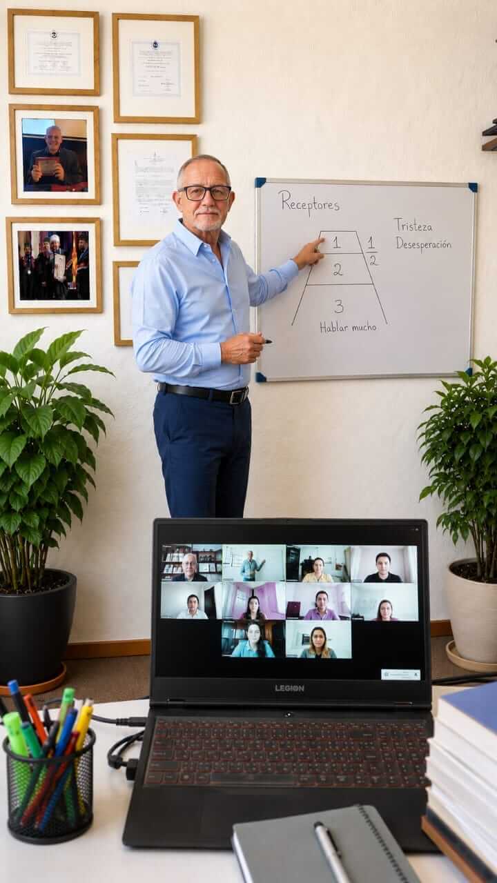 Ramón Maristany impartiendo clase en vivo por Zoom